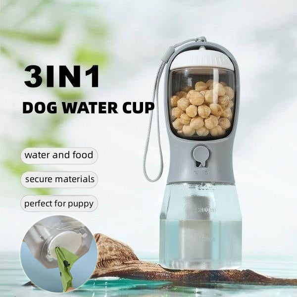Three-in-one Portable Dog Water Drinking Cup w/ Food & Garbage Bag