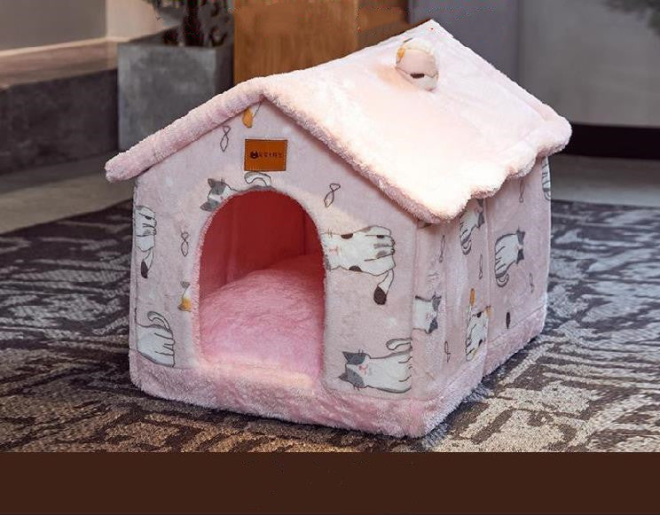 Foldable Pet House Enclosed Cave Sleep Kennel