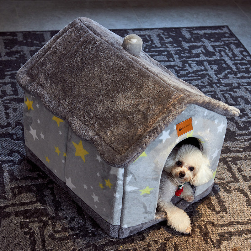 Foldable Pet House Enclosed Cave Sleep Kennel