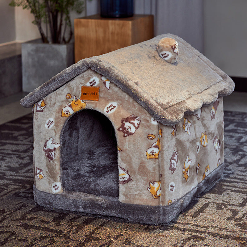 Foldable Pet House Enclosed Cave Sleep Kennel