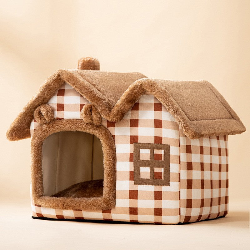 Foldable Pet House Enclosed Cave Sleep Kennel