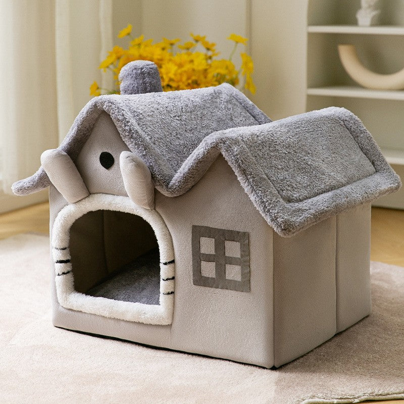 Foldable Pet House Enclosed Cave Sleep Kennel