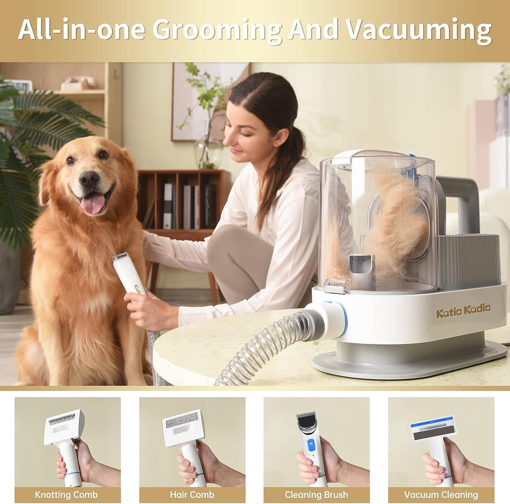 Pet Grooming Kit, 5 In 1 Dog Grooming Kit With 2 Suction Mode, Low Noise Dog Hair Remover
