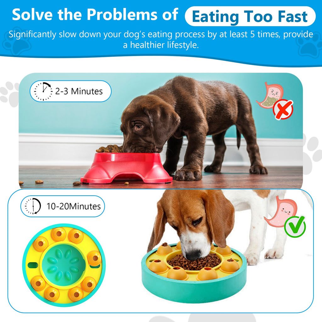 Dog Puzzle Slow Feeding Interactive Treat Dispensing Bowl For IQ Training