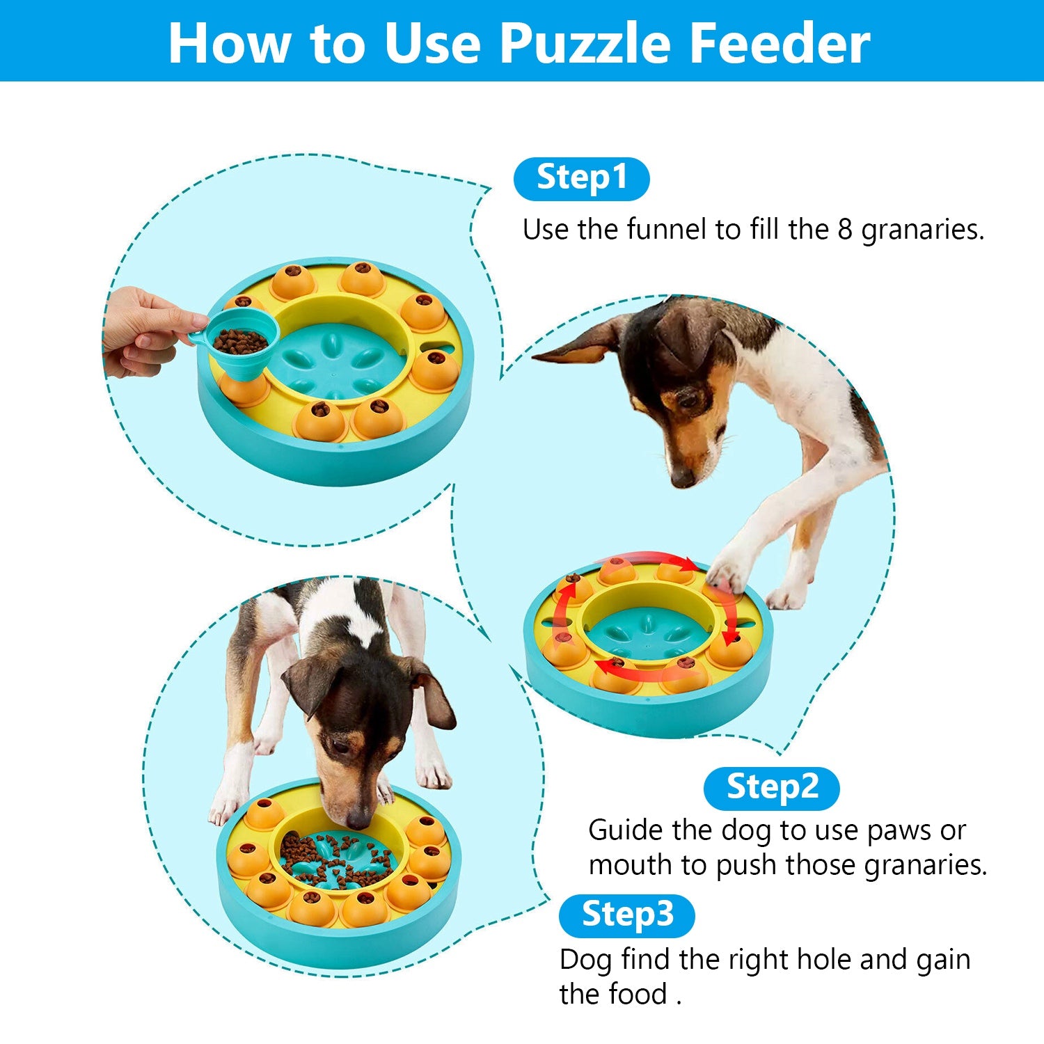 Dog Puzzle Slow Feeding Interactive Treat Dispensing Bowl For IQ Training