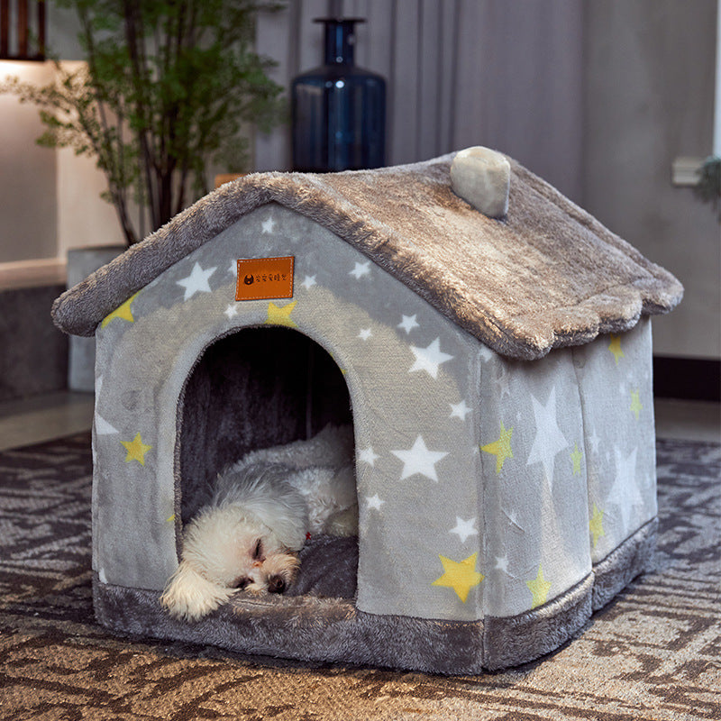 Foldable Pet House Enclosed Cave Sleep Kennel