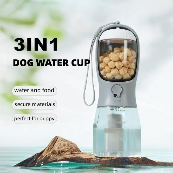 Three-in-one Portable Dog Water Drinking Cup w/ Food & Garbage Bag