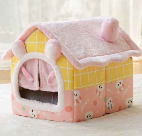 Foldable Pet House Enclosed Cave Sleep Kennel