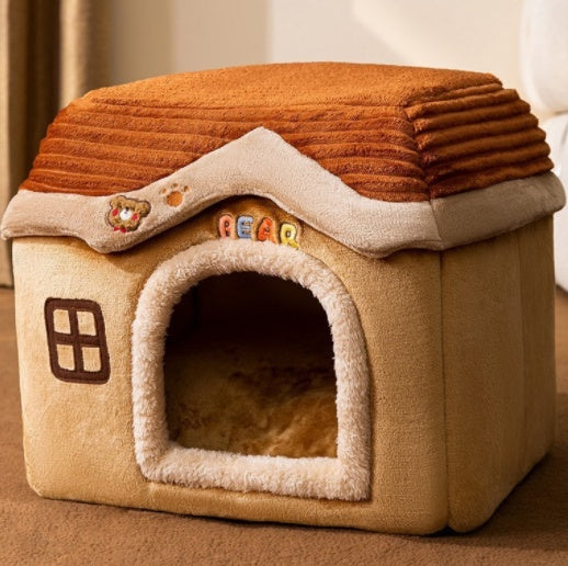 Foldable Pet House Enclosed Cave Sleep Kennel